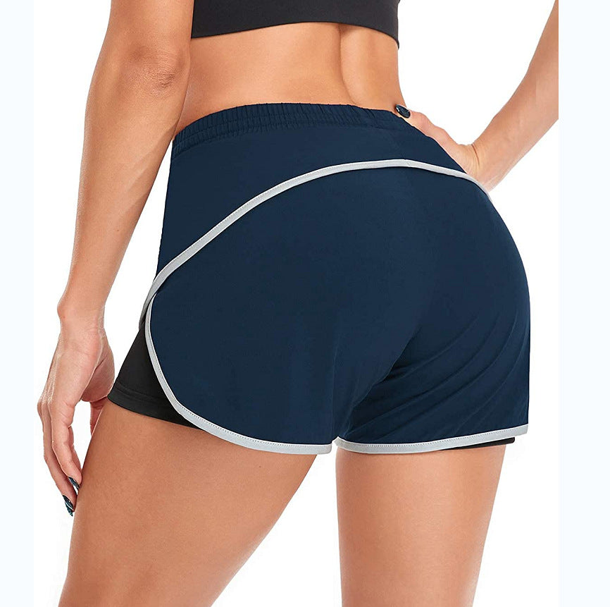 Plain Zipper Women Sports Shorts