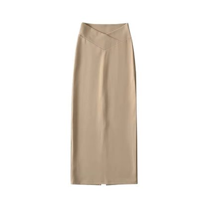 Irregular All-Match Slim Solid Color Rear Slit Commuter Skirt Wholesale Women'S Bottoms