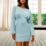 Long Sleeve Crew Neck Bodycon Knitted Dress Wholesale