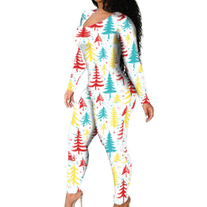 Xmas Skinny Wholesale Long Sleeve Women Jumpsuit