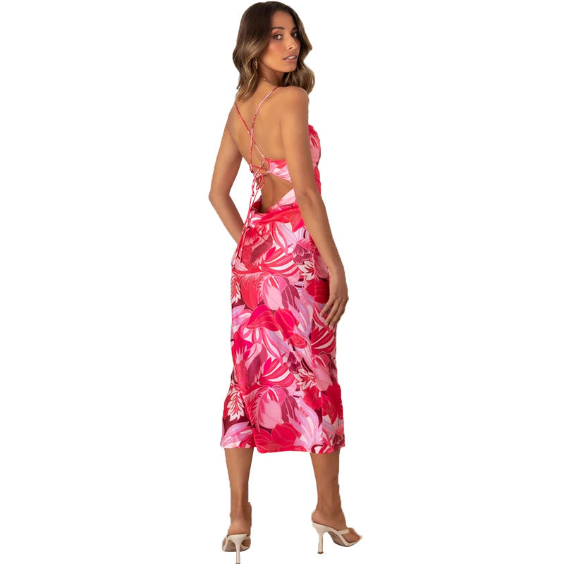 Temperament Sling Lace Wholesale Print Dress