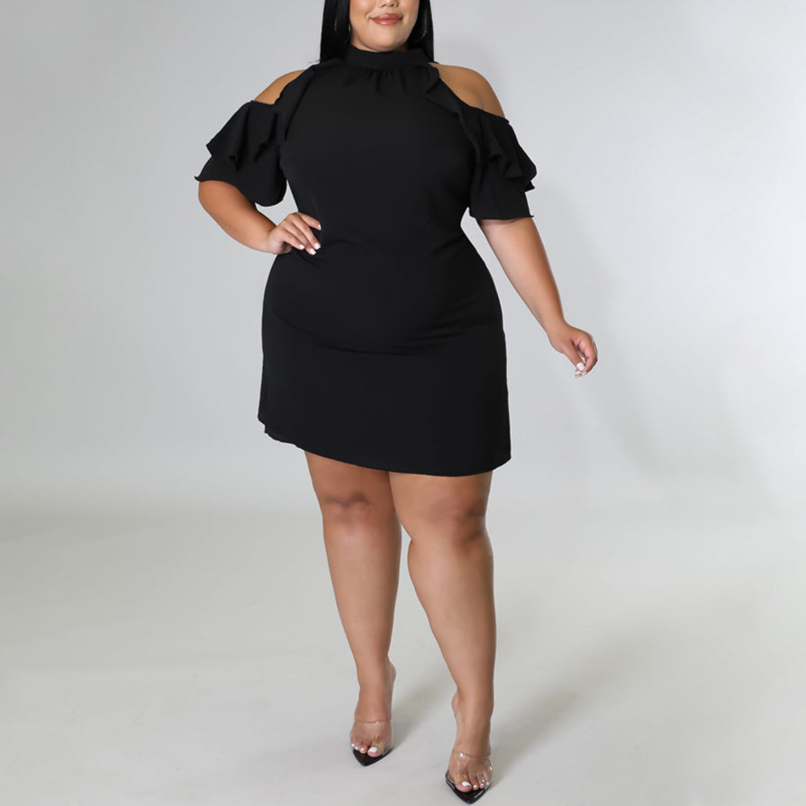 Off Shoulder Ruffled Curvy Dresses Wholesale Plus Size Clothing