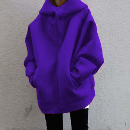 Zipper Hooded Long Fleece Wholesale Womens Sweatshirts