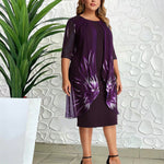 Printed Mid-Length Curvy Dresses Wholesale Plus Size Clothing