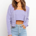 Fashion Knit Short Vest & Cardigan Sweater Wholesale Women'S 2 Piece Sets