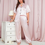 Loose Short Sleeve Shirts & Trousers Homewear Curvy Pajamas Sets Wholesale Plus Size Clothing