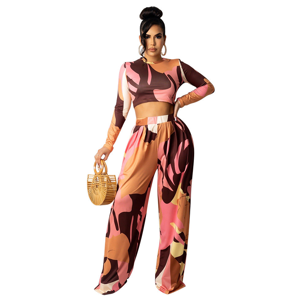 2pcs Wholesale Sets For Women Crop Top + Wide Leg Pants-08