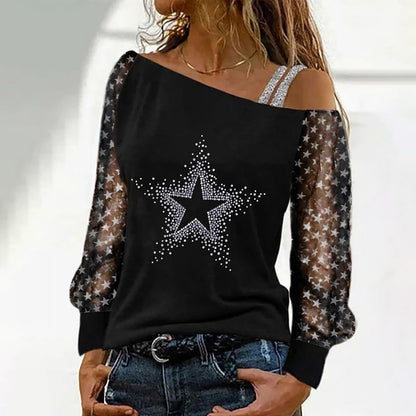 Sexy Off Shoulder Top Loose Wholesale Womens Long Sleeve T Shirts