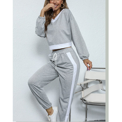 Stitching Casual Women Wholesale Sweater Suit