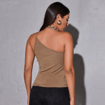 Sexy One-Shoulder Top Solid Color Backless Summer Tank Tops Wholesale