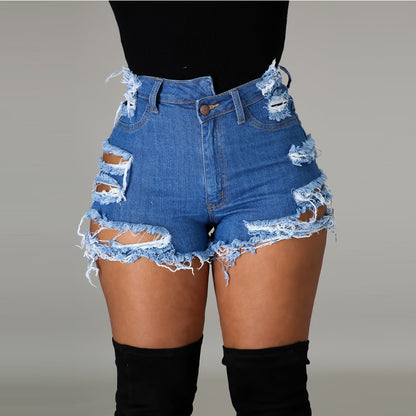 High Waist Hole Torch Denim Hot Women Wholesale Pants