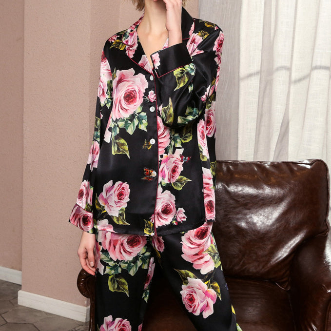 Silk Comfortable Wholesale Sleepwear Floral Printed Loungewear