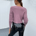 Pullover Short Knitwear Sexy V-Neck Cropped Sweater Crop Top Sweater Wholesale SS200466