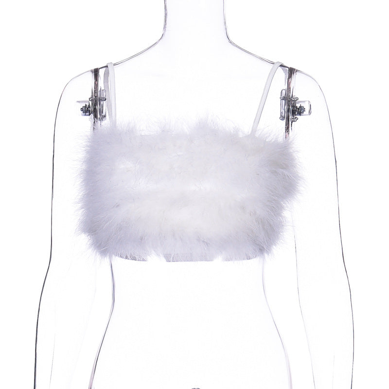 Fur Wrap Chest Womens Camisole Wholesale Crop Tops