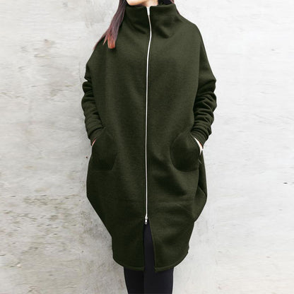 Solid Color Hooded Pocket Zipper Wholesale Womens Coats