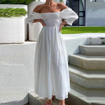 Solid Color Off Shoulder Jacquard Swing Dress Wholesale Maxi Dresses