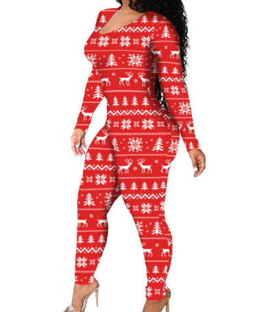 Xmas Skinny Wholesale Long Sleeve Women Jumpsuit