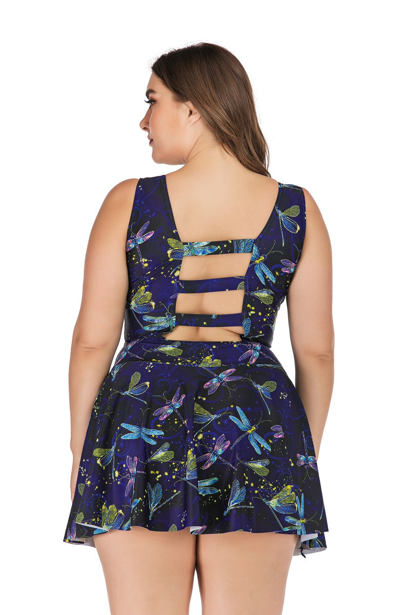Drawstring Printed Cutout One-Piece Curve Swimwear Dress Halterneck Womens Plus Size Swimsuits Vendors Wholesale