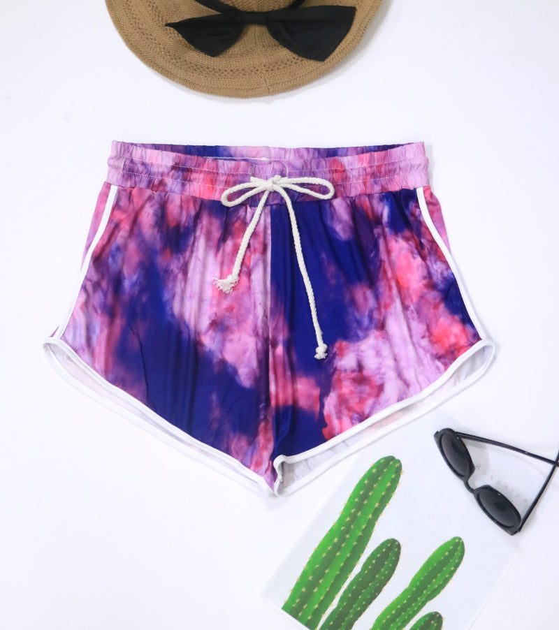 Tie-Dye Lounge Pants Drawstring Elastic Waist Track Shorts Women Wholesale Plus Size Clothing