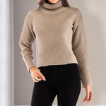 Turtle Neck Khaki Sweater For Women Wholesale