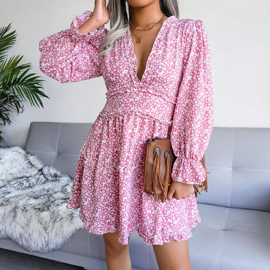 Floral V-Neck Wholesale Boho Dress