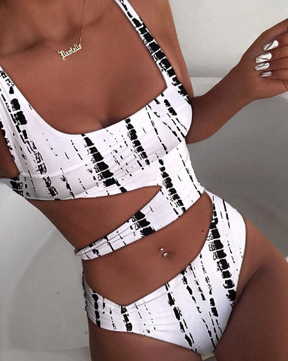 Printed & Plain Cutout One Piece Swimwear Bikinis Sexy Womens Swimsuit Wholesale Vendors