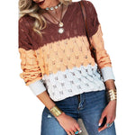 Splicing Contrast Causual Color V-Neck Colorblock Sweater Boutique Sweaters Wholesale