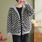 Gingham Womens Winter Coats Warm Wearing Wholesale Coats