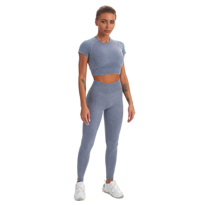 Seamless Sports Yoga Workout Wholesale Activewear Short-Sleeved Trousers Suits