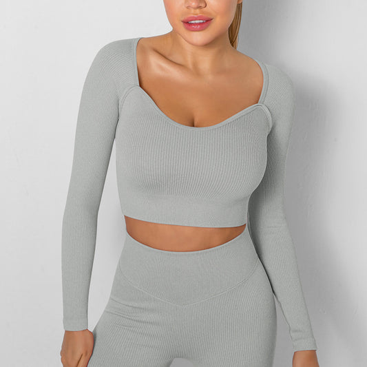 Sexy Seamless Knit Yoga Quick Dry Short Workout Top Wholesale Activewear Tops