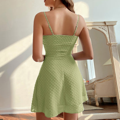 Sexy Slip Flocking Dress Backless Solid Color Wholesale Dresses