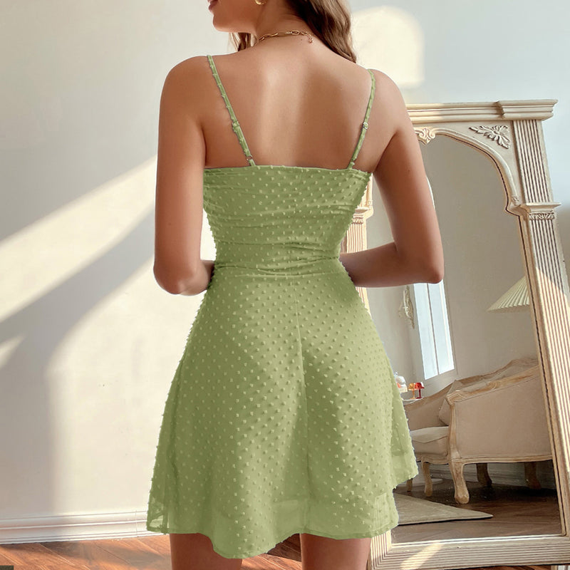 Sexy Slip Flocking Dress Backless Solid Color Wholesale Dresses