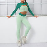 Athletic Suits 2pcs Sets Colorblock Short Tops & Leggings Activewears Wholesale Workout Clothes