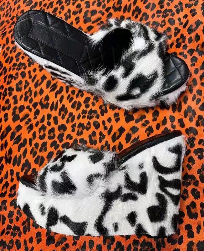 Plush Casual Fashion Versatile Wedge Slippers Wholesale Women Shoes