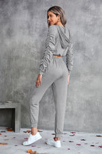 Solid Color Short Hoodie & Pants Wholesale Women'S 2 Piece Sets