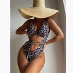 Leopard Print Cutout One Piece Swimsuit Wholesale Womens Swimwear