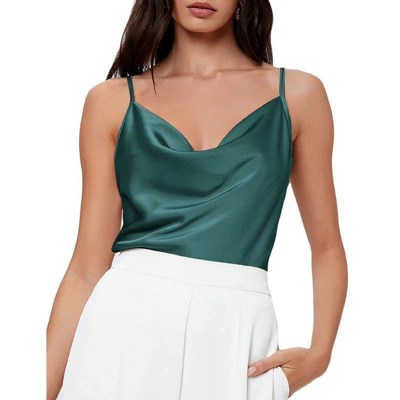 Draped Collar Sling Satin Camisole Wholesale Womens Tops