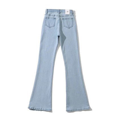 Fashion High Waist Retro Skinny Denim Flared Trousers Wholesale Jeans