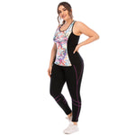 Sport Tank Tops & Leggings Printed Curvy Fitness Yoga Suits Activewears Plus Size Two Piece Sets Wholesale Workout Clothes