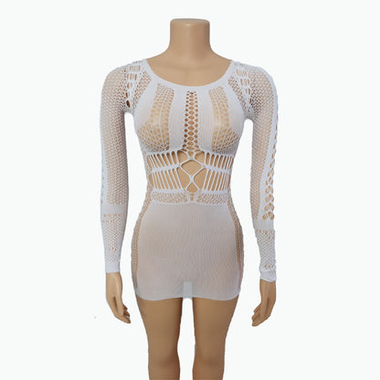 Mesh See-Through Sexy Hollow Lace Sexy Women'S Clubwear Mini Dress Wholesale Bodycon Dresses