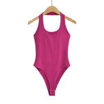 U-Neck Halter Neck Halter Solid Color Sleeveless Skinny Bodysuits Wholesale Women'S Clothing