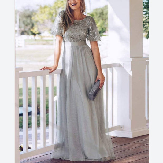 Elegant Mesh Swing Prom Evening Dress Wholesale Maxi Dresses