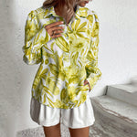 Floral Print Lapel Blouse Long Sleeve Shirt Wholesale Womens Tops