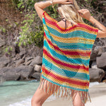 Sexy Hollow Colorful Fringe Resort Bikini Cover Up Wholesale Beachwear
