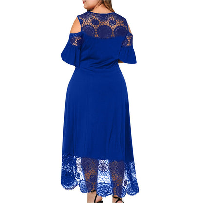 Off Shoulder Women Curvy Lace Maxi Dresses Plus Size Wholesale Clothing