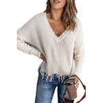 Solid Color Fashion Tassel Knit Sweater Wholesale Womens Tops