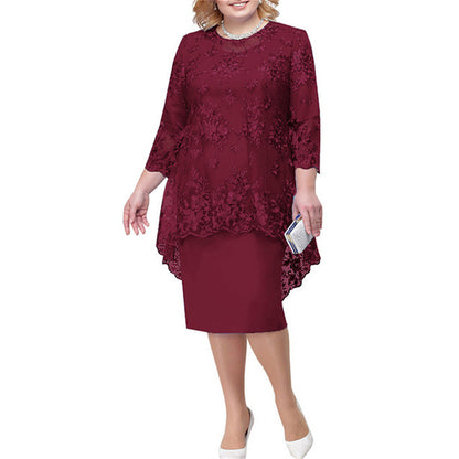 Lace Embroidery Curvy Pencil Dresses Wholesale Plus Size Clothing