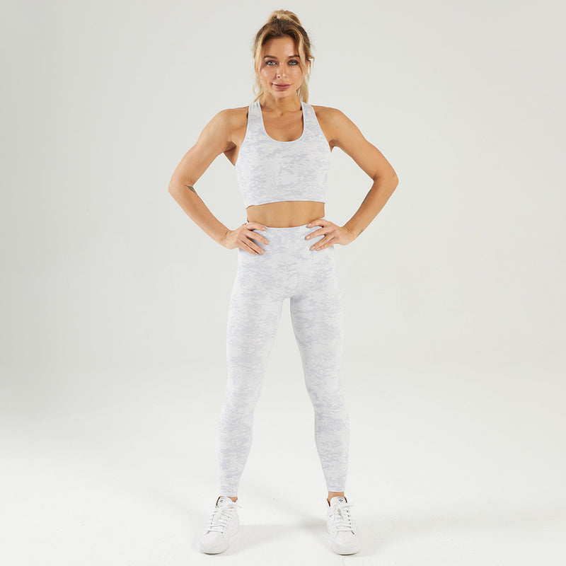 Camo Print Fitness Bra & Leggings Seamless Knit Yoga Suits Wholesale Activewear Sets