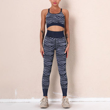 Zebra Stripe Seamless Yoga Suits Womens Workout Suits Wholesale Activewear