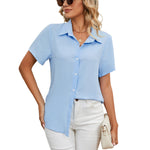 Casual Loose Short-Sleeve V-Neck Solid Color T-Shirt Wholesale Womens Tops
